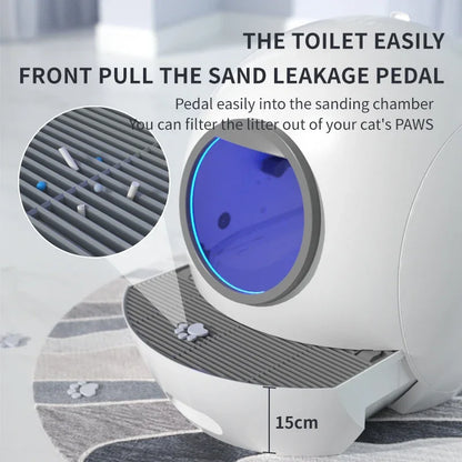 WIFI Smart Automatic Cat Toilet 65L Large Capacity Self-Cleaning Cat Litter Box APP Controlled with Tofu Bentonite Clay Material