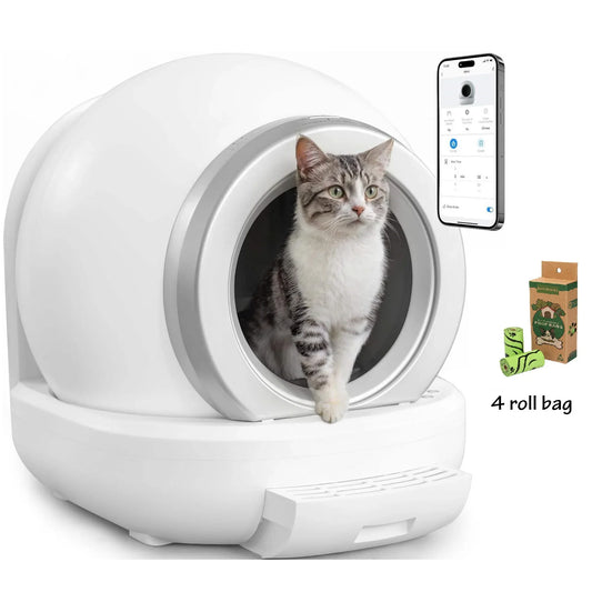 Self Cleaning Cat Litter Box, Large Automatic Cat Litter Box with APP Control 2.4GHz Wi-Fi Supported Smart Litter Box for Cats