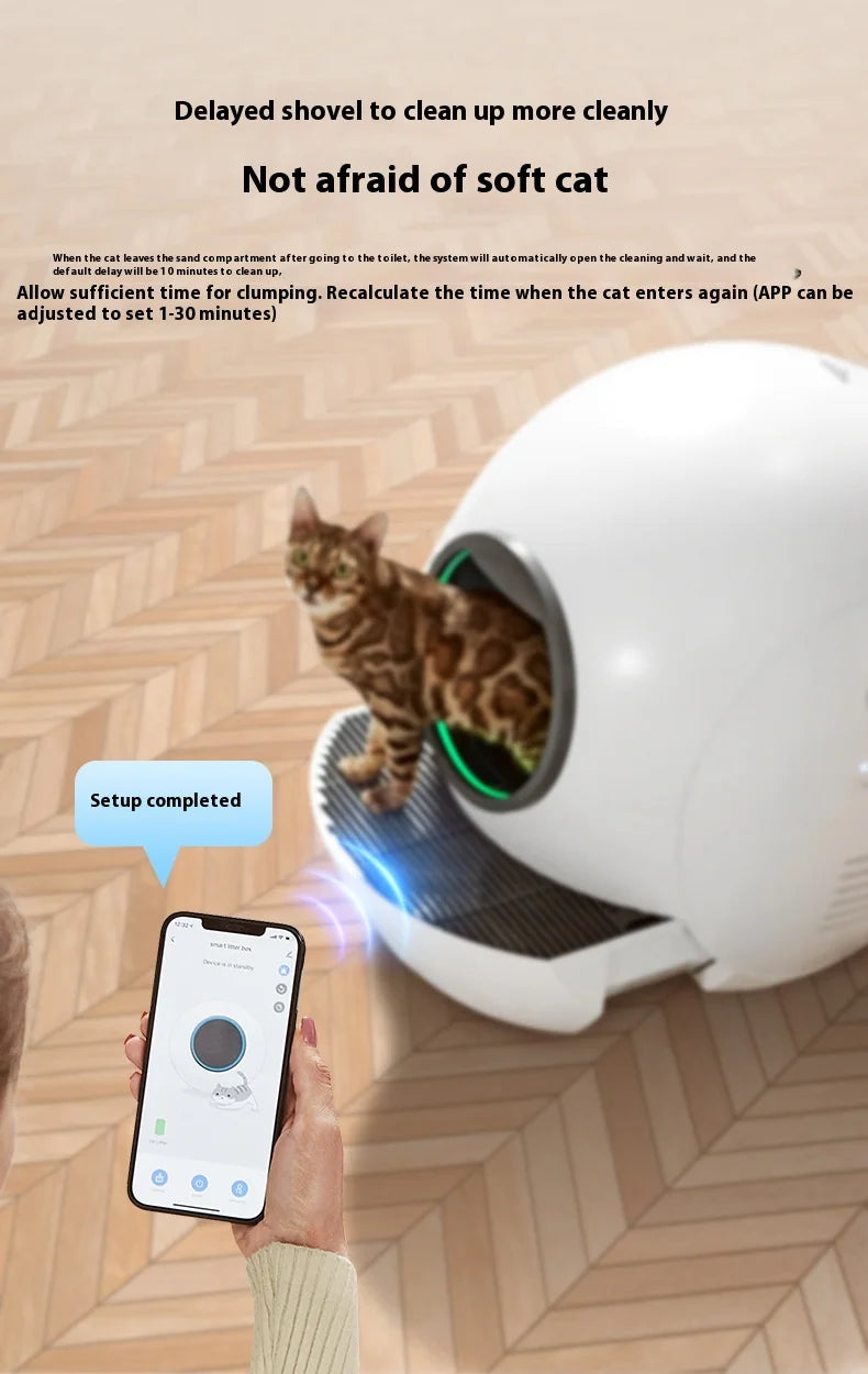 Automatic Self Cleaning Cat Litter Box Extra Large with APP LED Indicator Smart Health Monitor Litter Box English Version