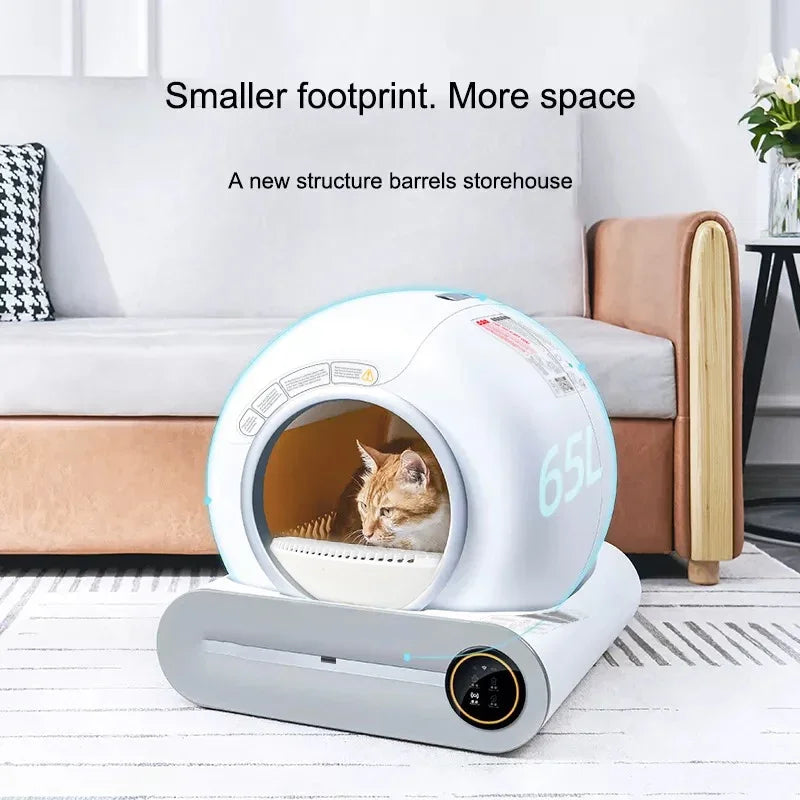 Lynpet Smart Auto Cat Litter Box Quick Self-Cleaning Big Cat Toilet with APP Remote Control Plastic for Cat Sand Usage