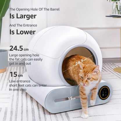 Smart Automatic Cat Toilet 65L Large Capacity Self-Cleaning Cat Litter Box APP Controlled with Tofu Bentonite Clay Material