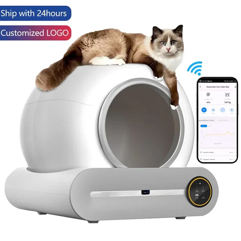 Smart Cat Litter Basin Automatic Cat Litter Box Self-Cleaning Sandbox Toilet for Multiple Cats