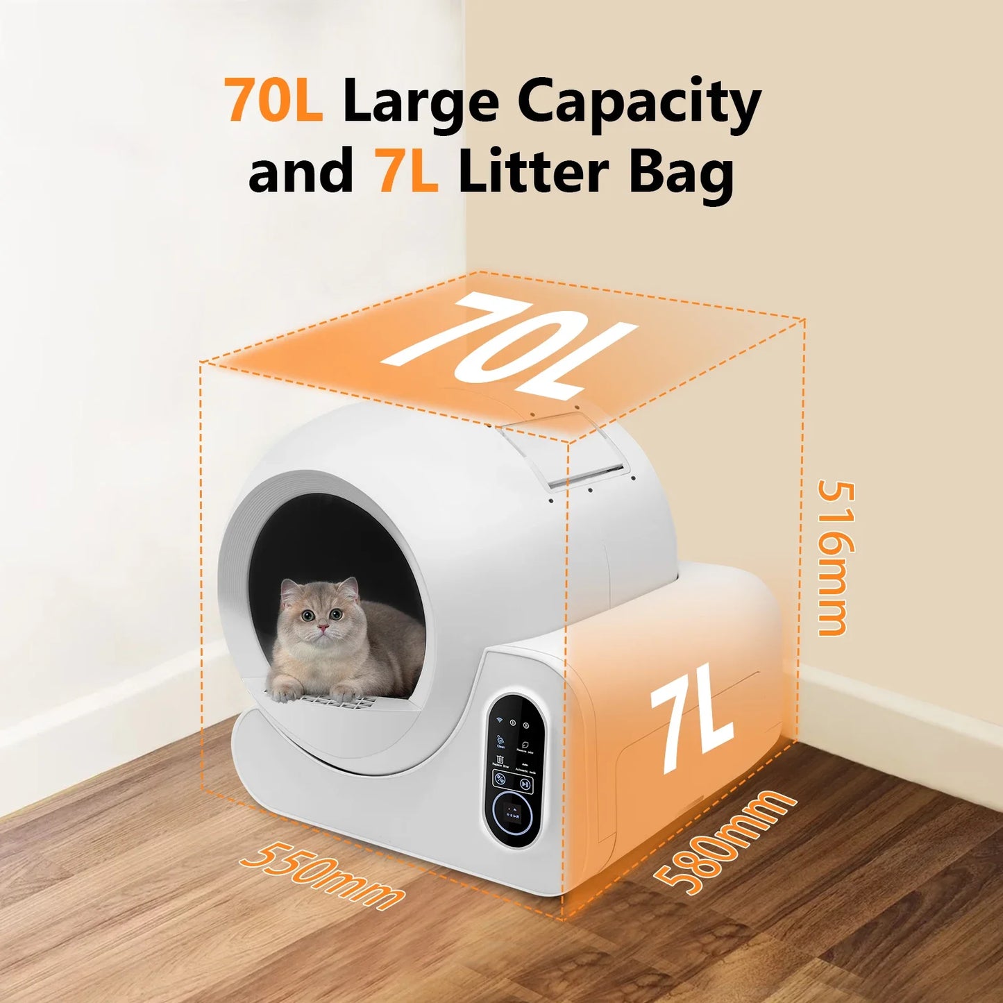 2024 New Automatic Smart Cat Litter Box  Self Cleaning  APP Controlled Smart Intelligent Litter Basin Smart Cat Toilet