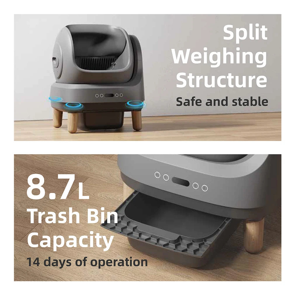 Open-Top Self-Cleaning Cat Litter Box With App Control