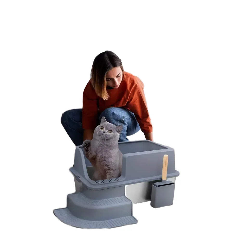 High Quality Smart Cat Litter Box Enclosed Stainless Steel & Plastic with High Absorption for Pet Cleaning