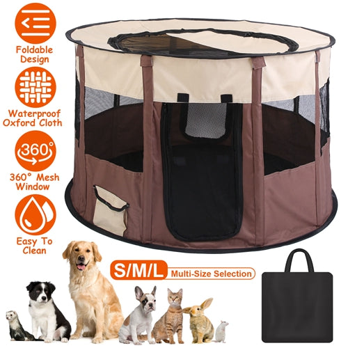 Foldable Playpen for Dog with Carry Bag Portable Travel Waterproof Indoor Outdoor Pet Cage Tent Detachable Upper Cover For Dog Cat Rabbit